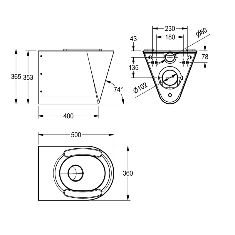 KWC Campus Stainless Steel Wall Mounted Toilet Pan